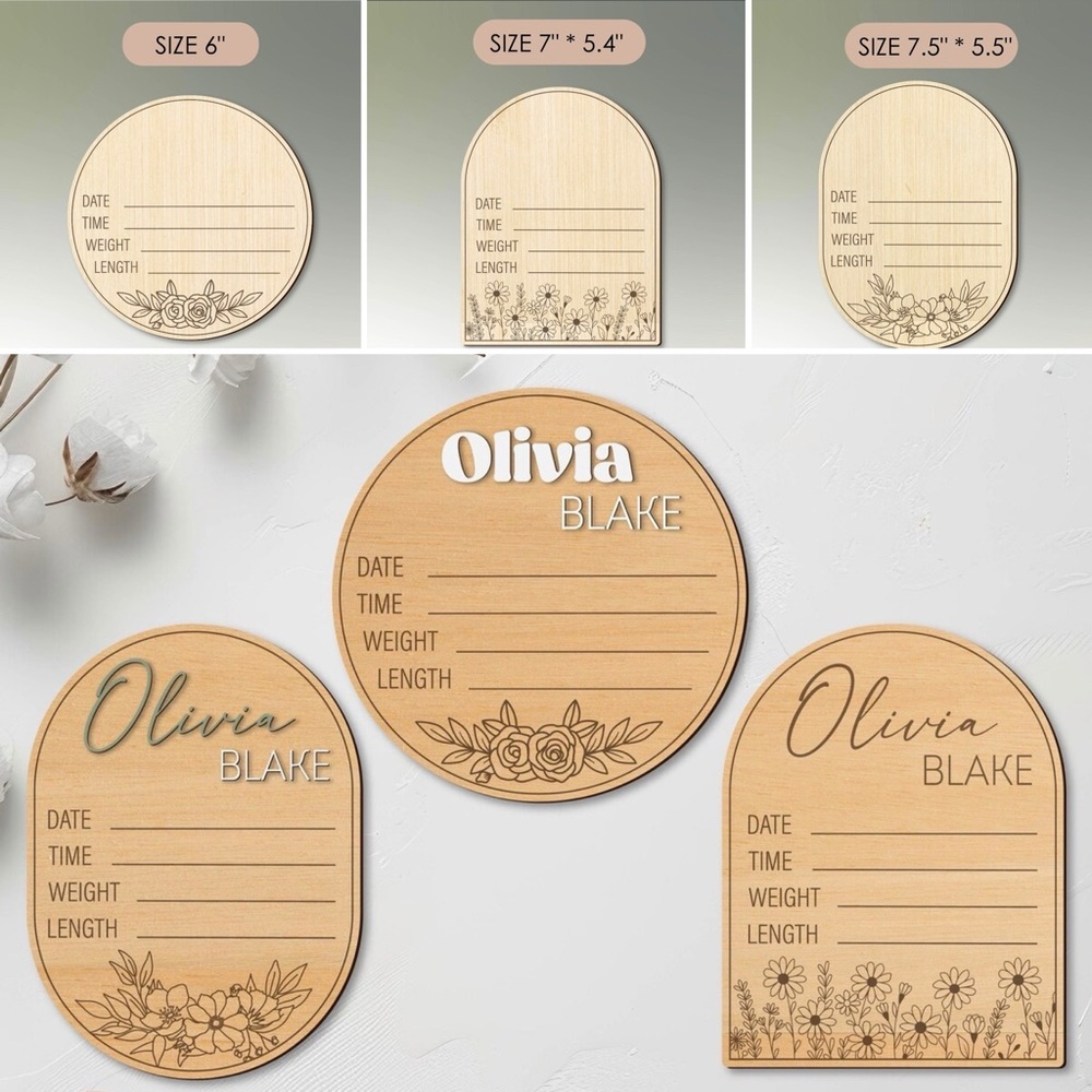 Custom Wooden Birth Announcement Plaques Signs